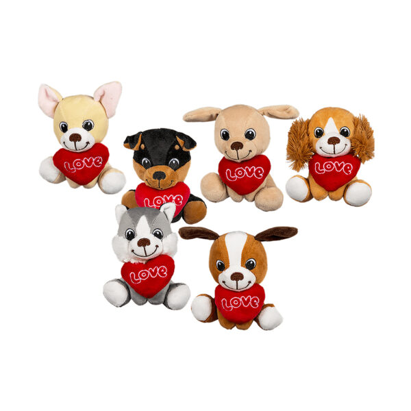 Λούτρινα Σκυλάκια με Καρδιά 14 cm (Valentine's Day)