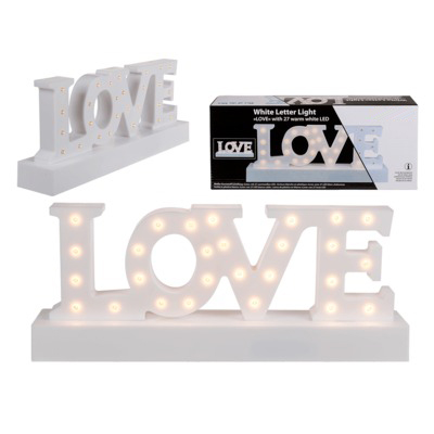 Λευκό Πλαστικό Αγαλματίδιο "Love" LED 30 x 12 cm (Led Light)