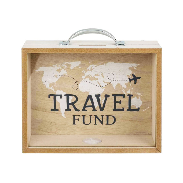 Κουμπαράς ξύλινος Travel Fund 20, 5 x 12 cm Money Box