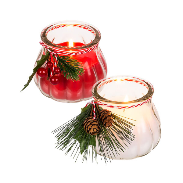 Κερί σε γυαλί, με διακόσμηση CHRISTMAS