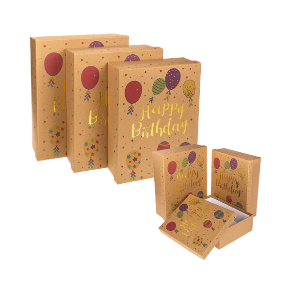 Κουτί Κραφτ Happy Birthday 36, 2 x 29, 5 x 11 cm Σετ 3τμχ -  Packaging