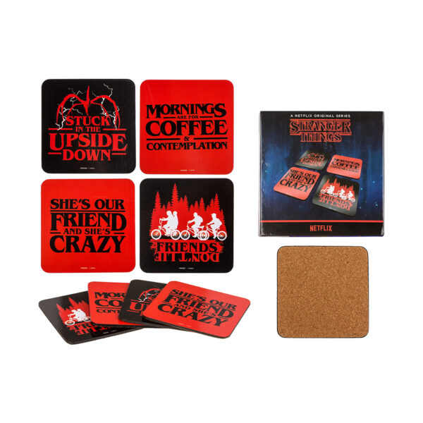Σουβέρ cork, Stranger Things, 10 cm, σετ 4 σε συσκευασία δώρου