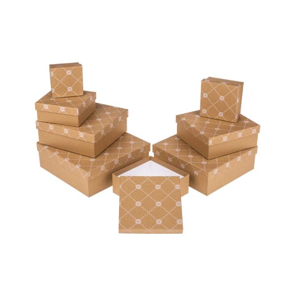 Χάρτινο κουτί δώρου Kraft, flower rank, 22,5 x 22,5 x 8 cm, σετ 8 -  Packaging