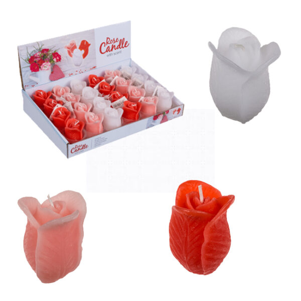 Αρωματικό κερί, τριαντάφυλλο, 6 x 4 cm 24/display (Valentine's Day)