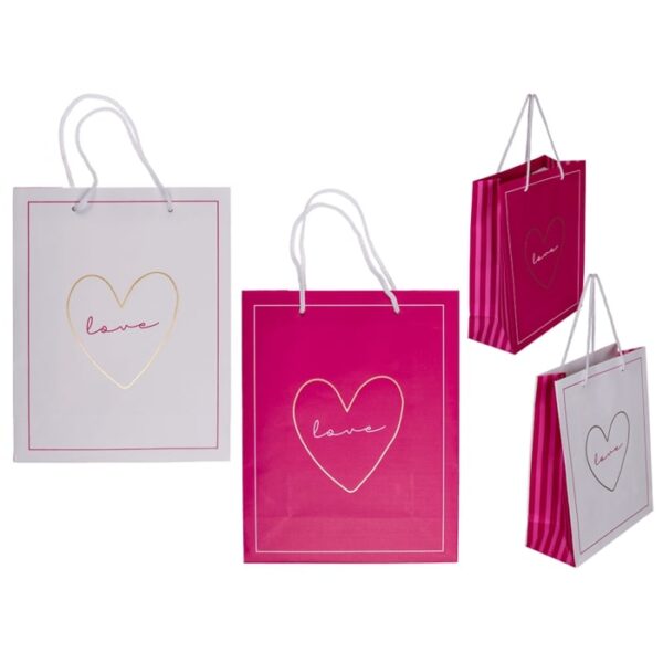 Λευκή/Ροζ σακούλα δώρου Love 18 x 8 x 23 εκ 12 τεμ ανά polybag 12/display -  Packaging