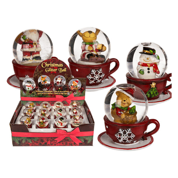 Χριστουγεννιάτικη Γυάλινη Χιονόμπαλα σε Διάφορα Σχέδια, 6,5 x 7 εκ. CHRISTMAS