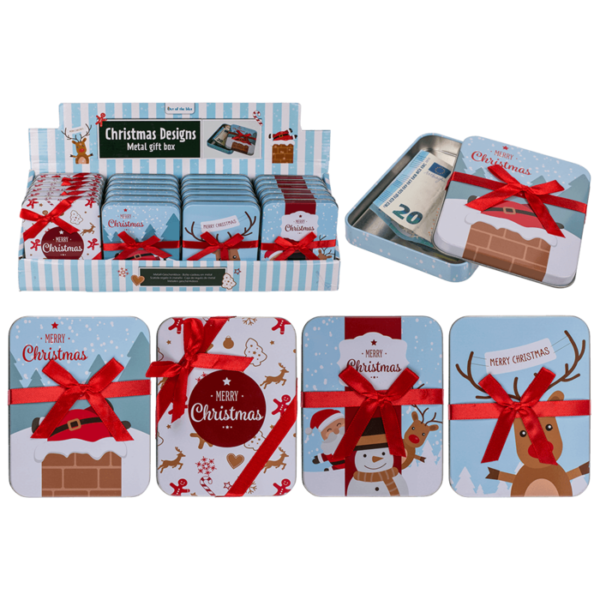 Μεταλλικό κουτί δώρων, Merry Christmas, 12 x 9 εκ 24τεμ/display CHRISTMAS