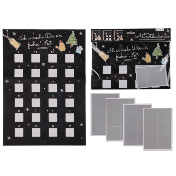 Scratch Advent Ημερολόγιο 52x30εκ,  με 24 αυτοκόλλητα 3,3εκ CHRISTMAS