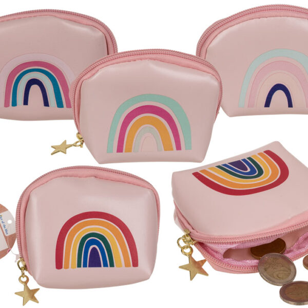 Πορτοφόλι σε σχήμα ουράνιο τόξο, περ. 12 x 8 x 4 cm, σε 4 σχέδια, 100% πολυεστέρας