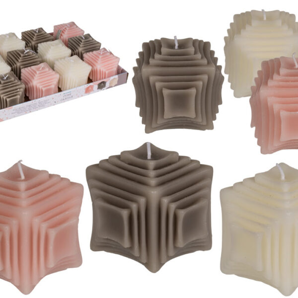 Κερί, περ. 8 x 7,5 cm, 3 διάφορα χρώματα, 12 τμχ ανά συσκευασία