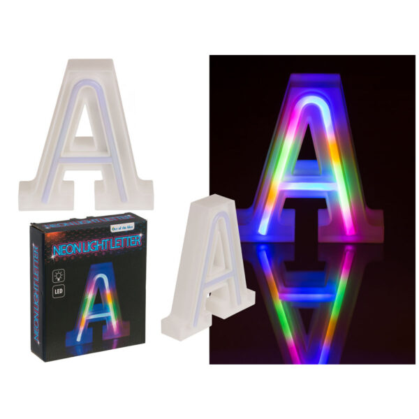 Neon Light Letter, A, Ύψος: 16 cm, για 2 μπαταρίες (AAA), σε συσκευασία δώρου (Led Light)
