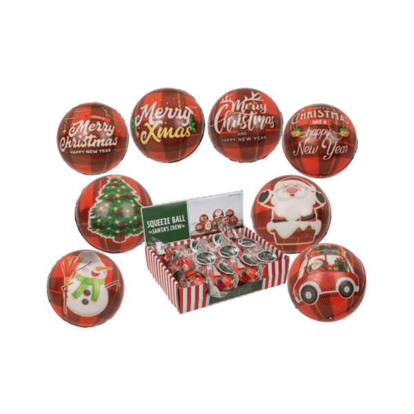 Χριστουγεννιάτικο Μπαλάκι Squeeze Santa’s Crew, 6 εκ 12τεμ/display CHRISTMAS