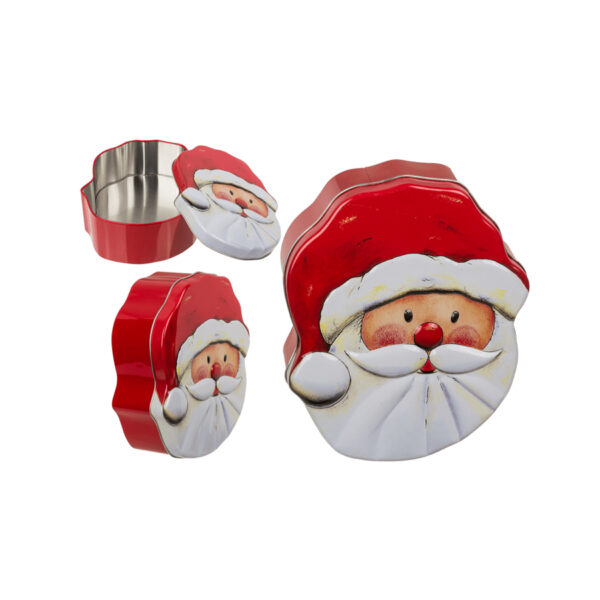 Χριστουγεννιάτικο Κουτί για Μπισκότα μεταλλικό Αϊ Βασίλης, 15 x 18 x 6,5 cm CHRISTMAS