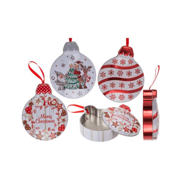 Χριστουγενιάτικο Κουτί Δώρου μεταλλικό Χριστουγεννιάτικη Μπάλλα 14 x 11 x 4 εκ CHRISTMAS