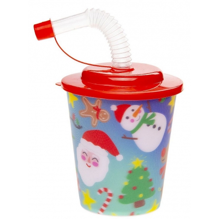 Χριστουγεννιάτικο 3D μπουκάλι με καλαμάκι display/12 τεμ. 250ml CHRISTMAS
