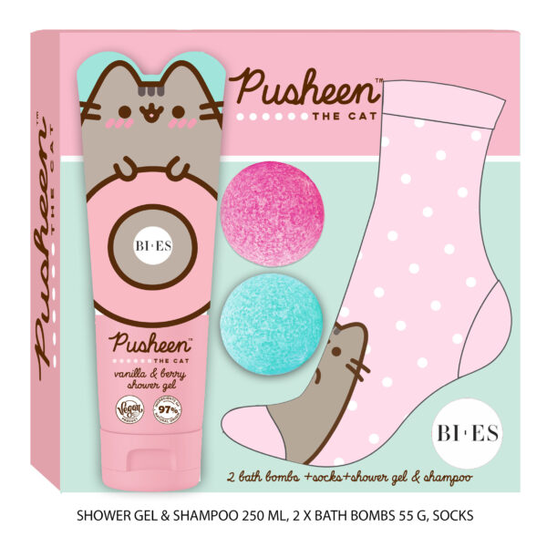 GIFT SET PUSHEEN - shower gel&shampoo 240ml, socks,2 bath bombs