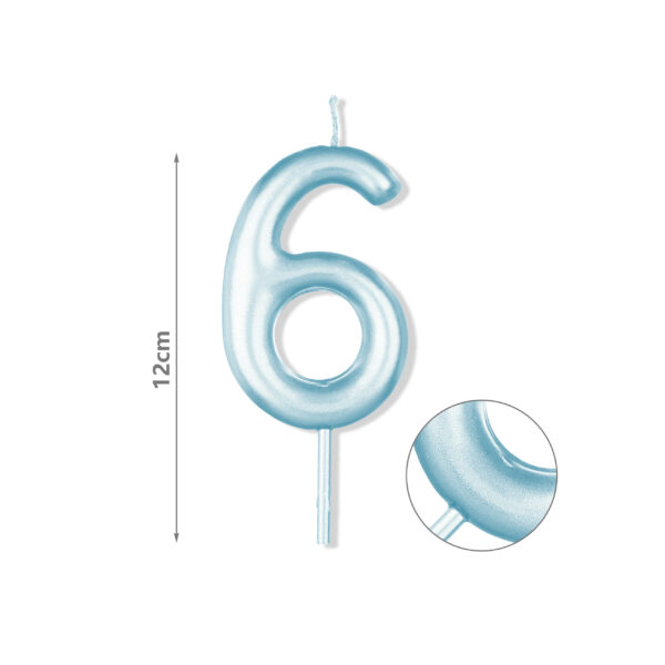 Κερί Νούμερο 6, Μπλε, 12cm