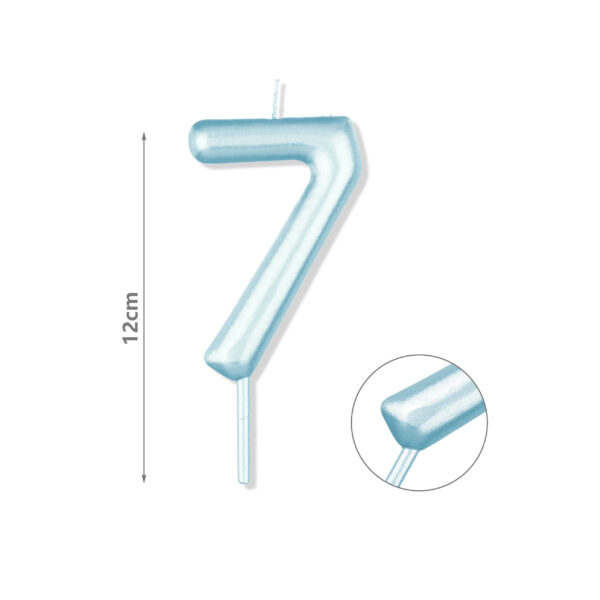 Κερί Νούμερο 7, Μπλε, 12cm