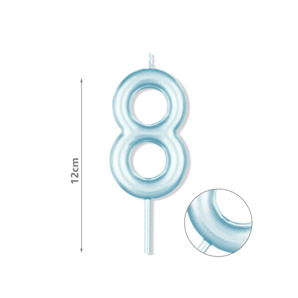 Κερί Νούμερο 8, Μπλε, 12cm