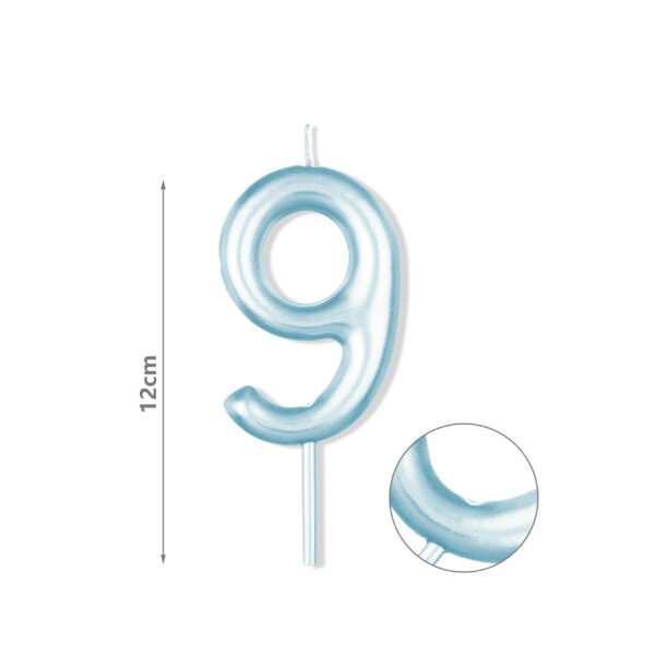 Κερί Νούμερο 9, Μπλε, 12cm