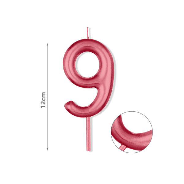 Κερί Νούμερο 9, Μπορντό, 12 cm