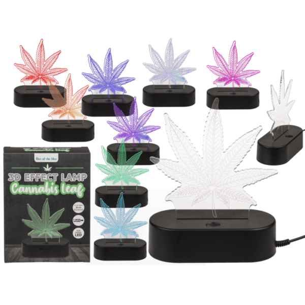 3D-Lamp, Cannabis Leaf, 16 cm, with USB-cable(Led Light)
