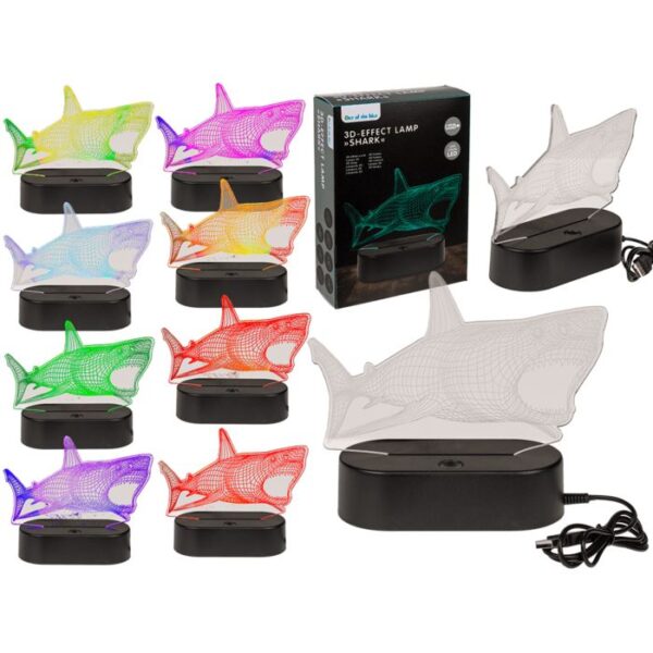 3D-Lamp, Shark, ca.14 x 16 cm, plastic(Led Light)