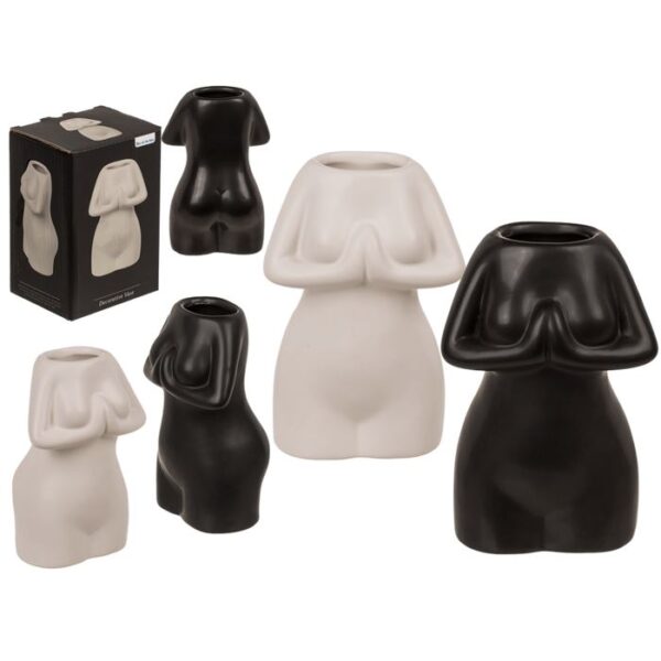 Κεραμικό βάζο, Γυναικείο σώμα,8,5 x 6,5 x 12,5 εκ, 175 ml, 2  χρώματα