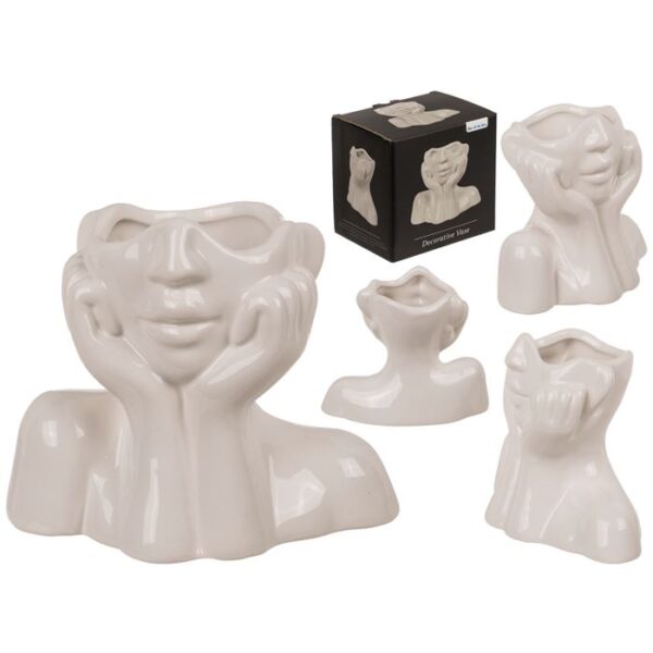 Κεραμικό βάζο, πρόσωπο,14 x 7 x 11,5 εκ, 200 ml