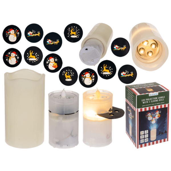 Χριστουγεννιάτικος LED Προτζέκτορας με σχήμα Κεριού, 8 x 15 cm