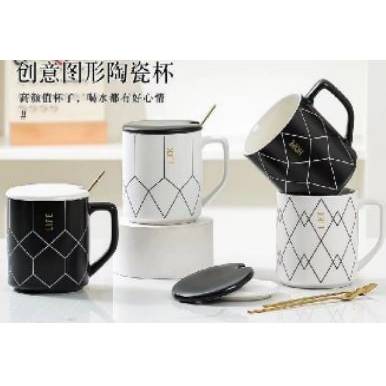 Κούπα 400ml  με καπάκι και κουταλάκι σε διάφορα Χρώματα