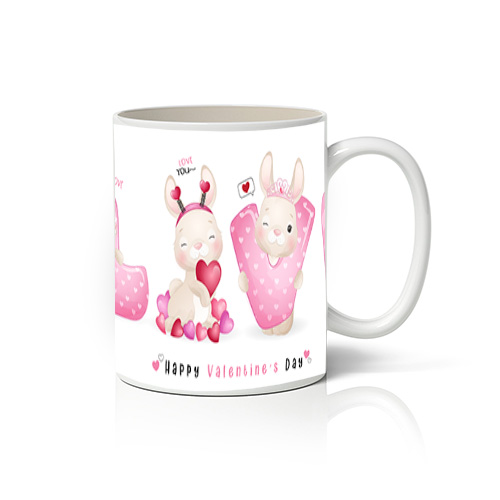 Κούπα Valentine Ροζ Λαγουδάκι <>