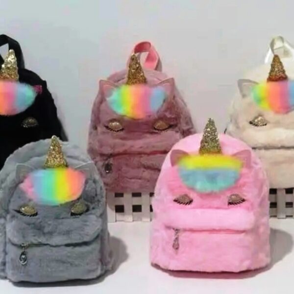 Σακίδιο Χνουδωτό  Unicorn Ματάκια  21*11*23 cm
