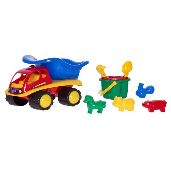 Ανατρεπόμενο όχημα με σετ παιχνιδιών για την άμμο - 8 στοιχεία 335x250x255