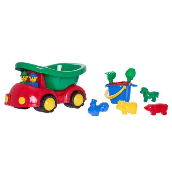 Όχημα με δοχείο για άμμο και σετ παιχνιδιών για την άμμο - 8 στοιχεία 360x235x220