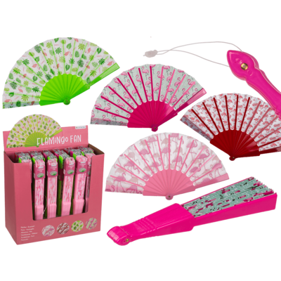 Πλαστική βεντάλια φλαμίνγκο, 23 x 40 εκ., 4 επιλογές, 24/display