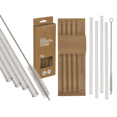 Γυάλινο καλαμάκι με βούρτσα καθαρισμού 20 cm