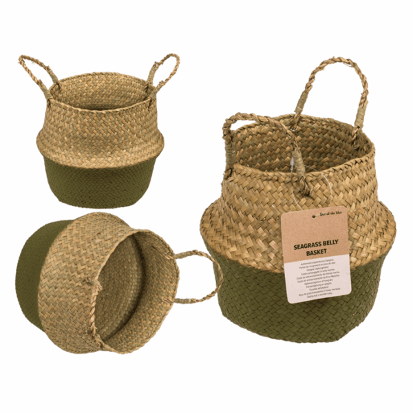 Τσόχινο καλάθι σε Πράσινο Χρώμα, με 2 λαβές, D: 17 cm, . 20 x 17 cm