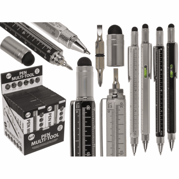 Στυλό, Πολυεργαλείο, 6 σε 1, 15 x 1,5 εκ., 2 χρώματα, 18/display