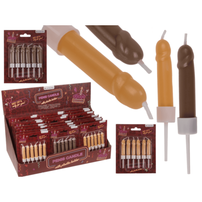 Κεράκια πέους, με πλαστική βάση, περ. 5 γρ., 6 x 1 εκ., σετ 6 τεμ.