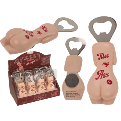 Μεταλλικό ανοιχτήρι με μαγνήτη, Kiss my Ass, 11 εκ., σε σακουλάκι