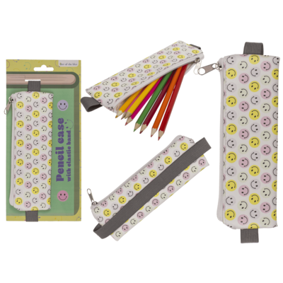 Κασετίνα με φερμουάρ, Be Happy, με ελαστικό λουρί (27 εκ.) για φορμάτ A4 + A5, 19,5 x 6,5 εκ.