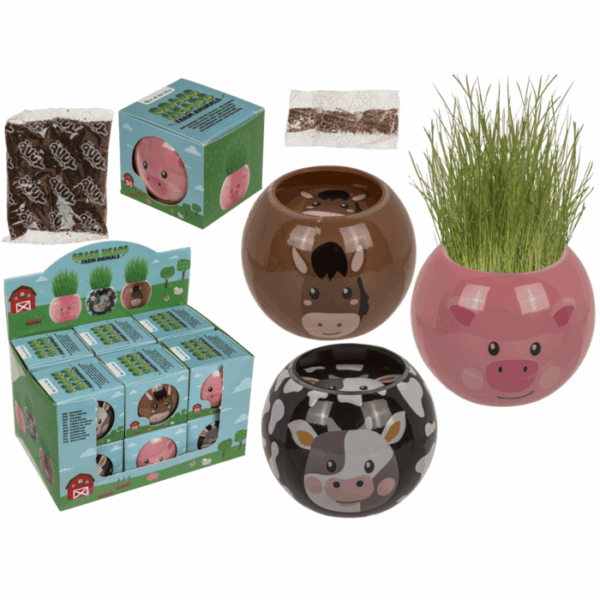 Ζώα φάρμας, 6,5 cm, πλαστική γλάστρα με σπόρους, 12/display