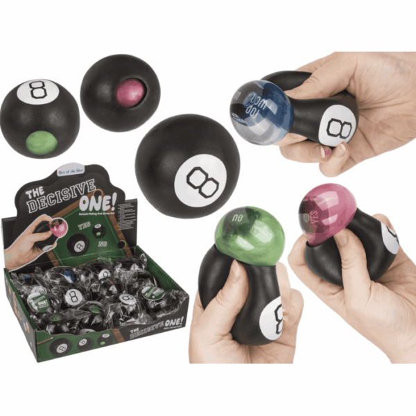 Slime bowlling ball Squeeze Ball, 8-Ball, 6,3 cm, 12/display