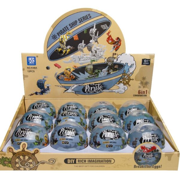 Κατασκευαστικά Μπλοκ Πειρατικό Καράβι, Κουτί 12 τεμ., 7x7 εκ.