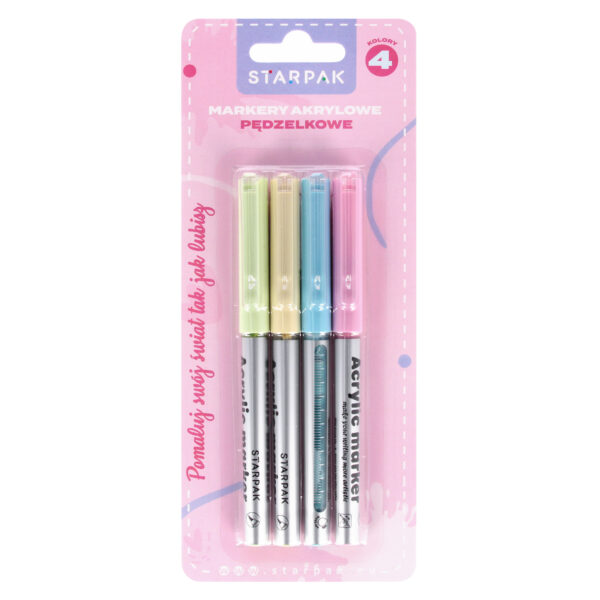 Μαρκαδόροι Ακρυλικοί Πινέλο 4 Χρώματα Παστέλ