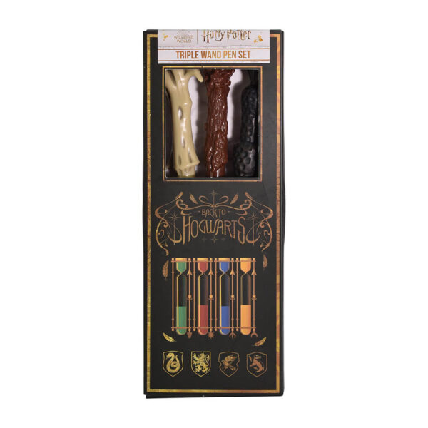 Harry Potter Triple Wand Pack - Colourful Crest Licensed