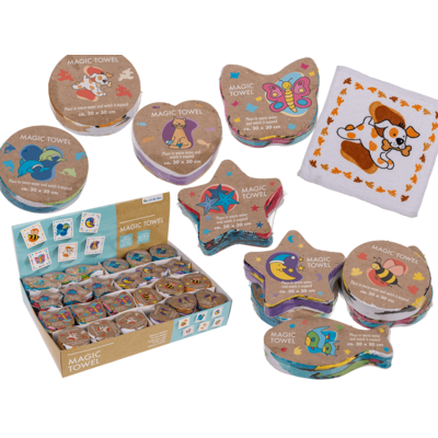 Μαγική βαμβακερή πετσέτα “Ζώα” 30 x 30 cm 96τεμ/display