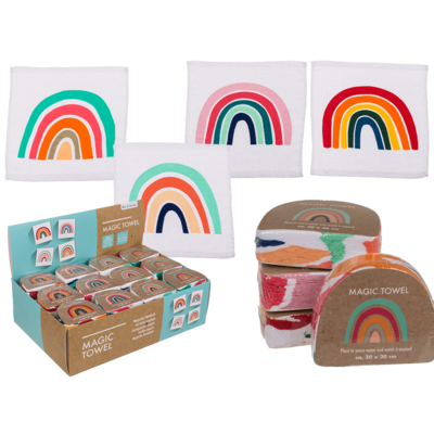 Μαγική βαμβακερή πετσέτα “Ουράνιο τοξο” 30 x 30 cm 48τεμ/display