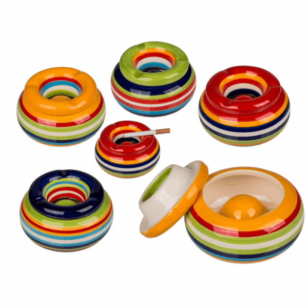 Τασάκι καταιγίδας, ρίγες, περίπου 11 x 6 εκ., κεραμικό, 4 χρώματα.